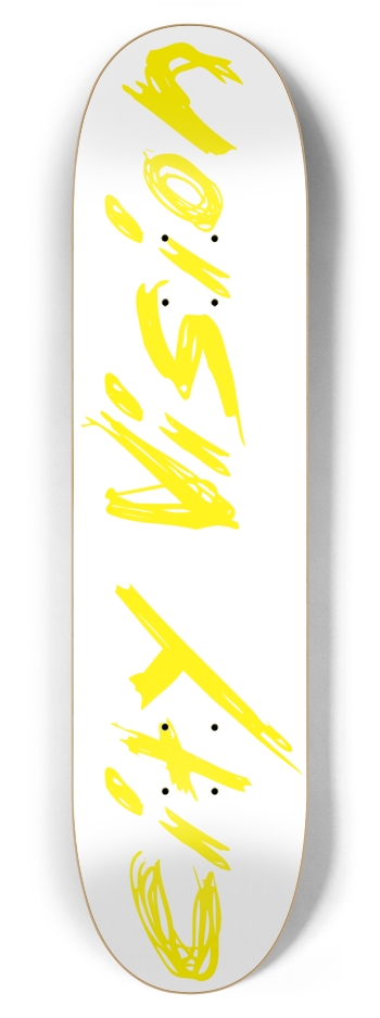 White and Yellow Name 7.87 7-7/8 Skateboard Deck