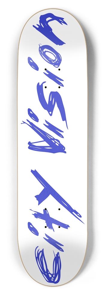 White and Blue Name 8.50 8-1/2 Skateboard Deck
