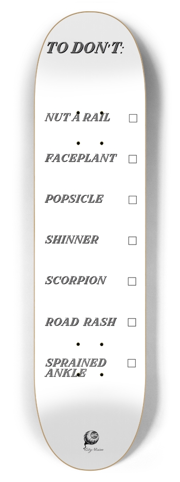 To Don't List White 7.87 7-7/8 Skateboard Deck