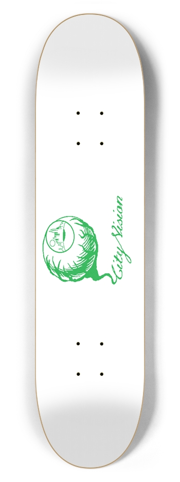 White and Green Logo 7.62 7-5/8 Skateboard Deck