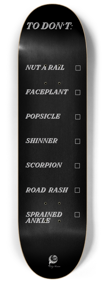 To Don't List Black 8.25 8-1/4 Skateboard Deck