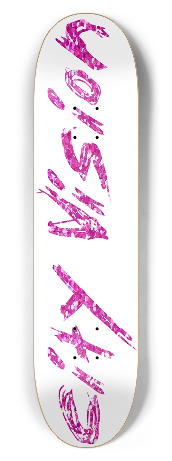 White and Pink Glitter Name 7.62 7-5/8 Skateboard Deck