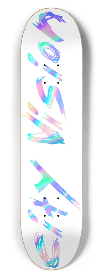 White and Rainbow Name 7.62 7-5/8 Skateboard Deck