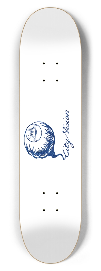 White and Blue Glitter Logo 7.75 7-3/4 Skateboard Deck