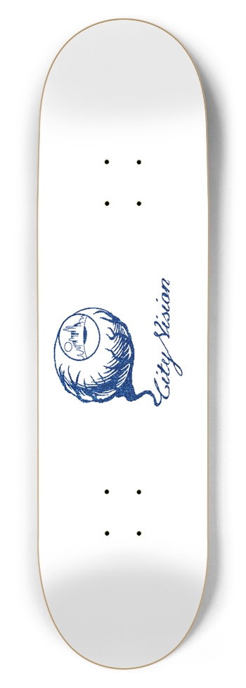 White and Blue Glitter Logo 8.75 8-3/4 Inch Skateboard