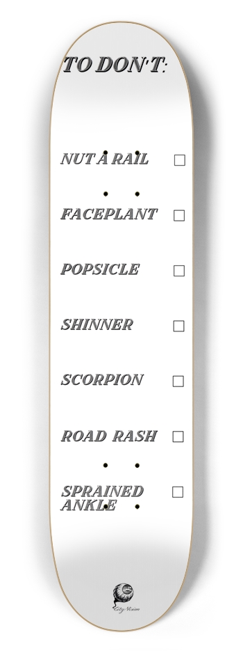 To Don't List White 7.50 7-1/2 Skateboard Deck