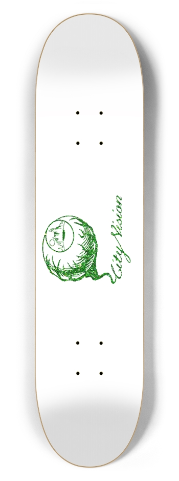 White and Green Glitter Logo 7.62 7-5/8 Skateboard Deck