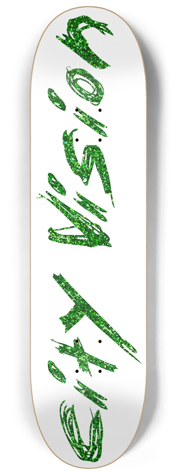 White and Green Glitter Name 8.25 8-1/4 Skateboard Deck