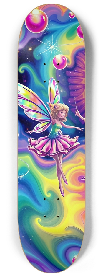 Airbrush Pixies in Fractal Clouds 0001 8-1/4 Skateboard Deck