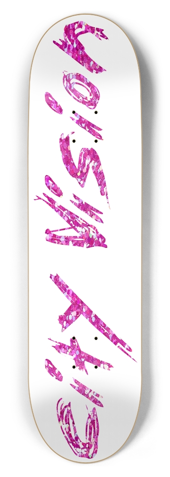 White and Pink Glitter Name 8.50 8-1/2 Skateboard Deck