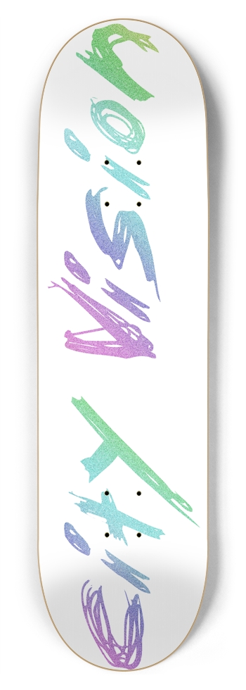 White and Rainbow Glitter Name 8.75 8-3/4 Inch Skateboard