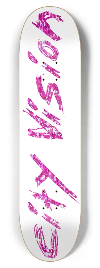 White and Pink Glitter Name 7.87 7-7/8 Skateboard Deck