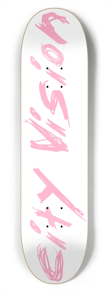 White and Pink Name 7.75 7-3/4 Skateboard Deck