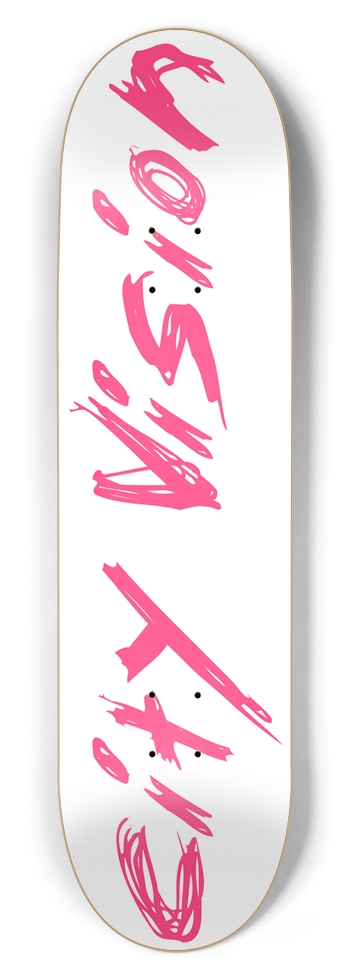 White and Hot Pink Name 8.50 8-1/2 Skateboard Deck