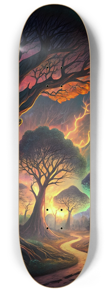 Psychedelic Airbrush Bioluminescent Trees 0001 8-1/4 Skateboard Deck