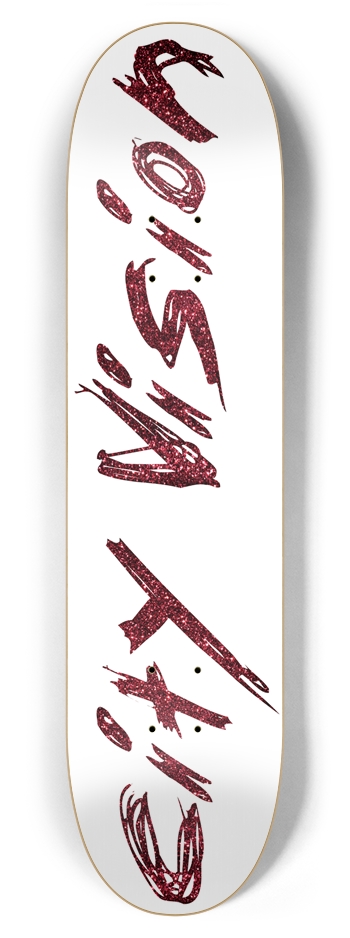 White and Red Glitter Name 7.87 7-7/8 Skateboard Deck