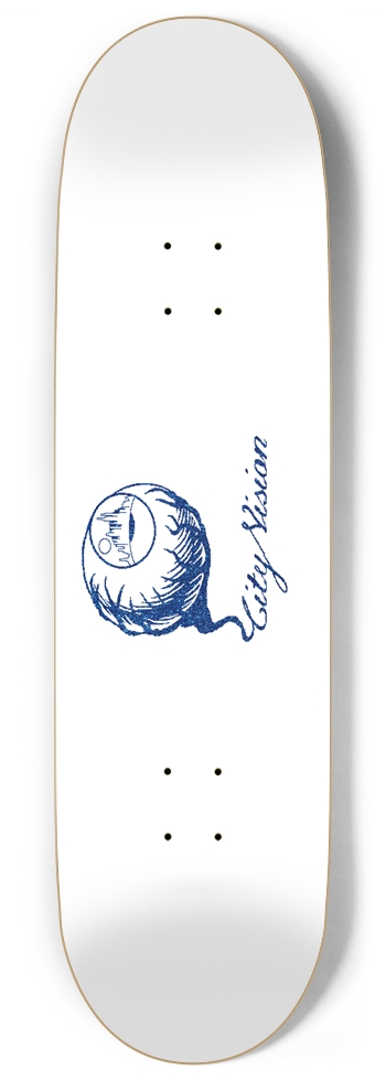 White and Blue Glitter Logo 9.00 9 Inch Skateboard