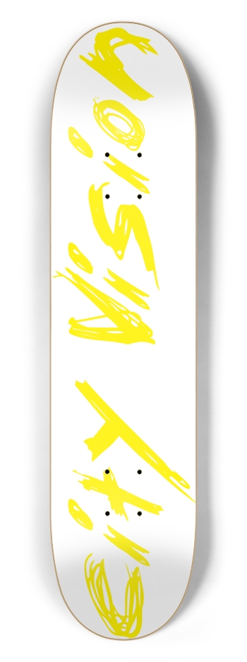 White and Yellow Name 7.50 7-1/2 Skateboard Deck