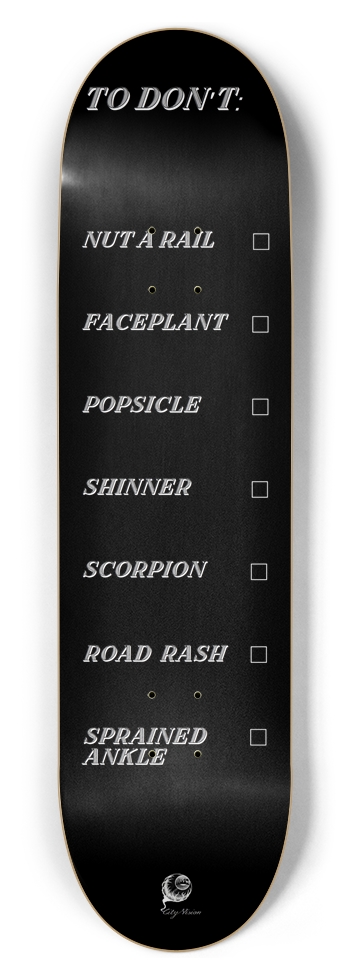 To Don't List Black 8.50 8-1/2 Skateboard Deck