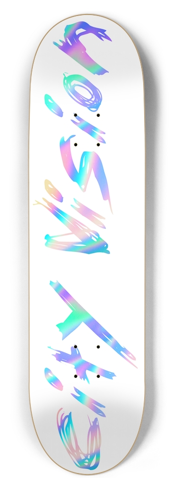 White and Rainbow Name 8.50 8-1/2 Skateboard Deck
