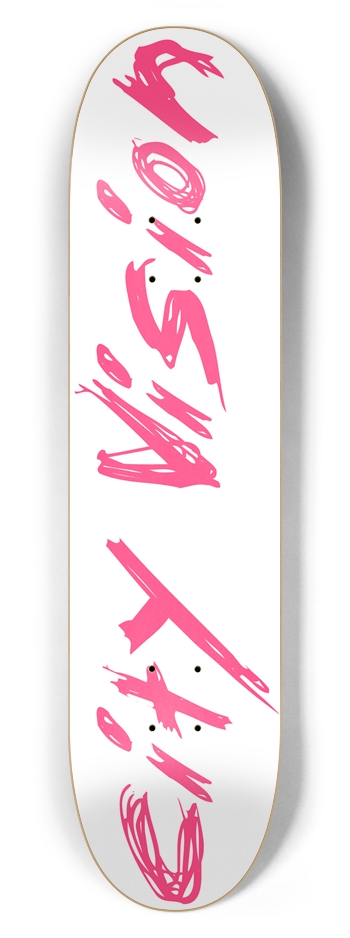 White and Hot Pink Name 7.62 7-5/8 Skateboard Deck