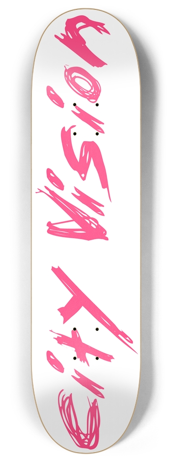 White and Hot Pink Name 8.00 8 Inch Skateboard Deck