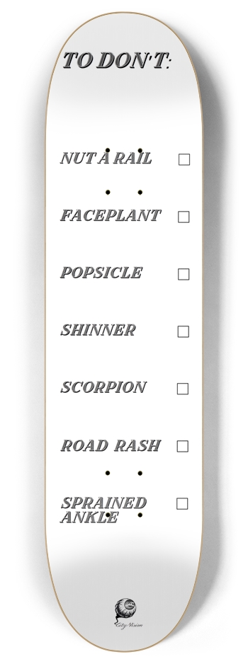 To Don't List White 8.00 8 Inch Skateboard Deck