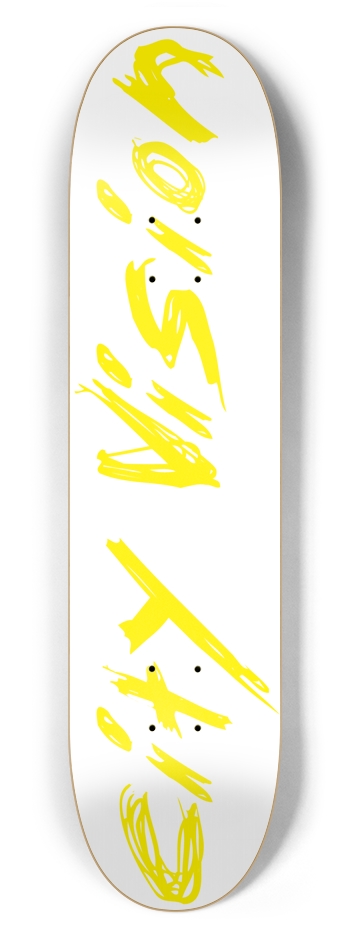 White and Yellow Name 7.62 7-5/8 Skateboard Deck