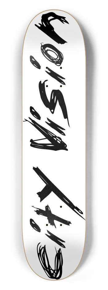White and Black Name 7.50 7-1/2 Skateboard Deck