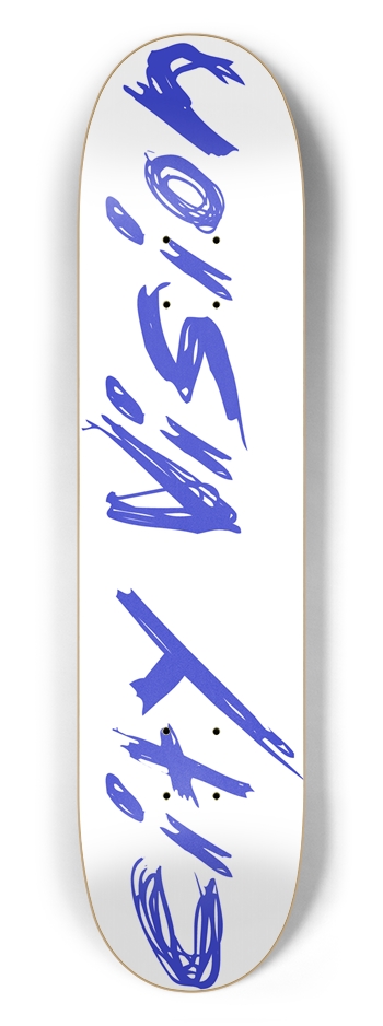 White and Blue Name 7.50 7-1/2 Skateboard Deck