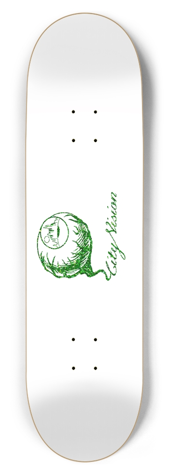 White and Green Glitter Logo 8.75 8-3/4 Inch Skateboard