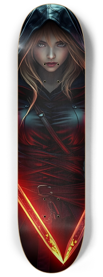 Fiery Hooded Blond Assassin 0004 8-1/4 Skateboard Deck