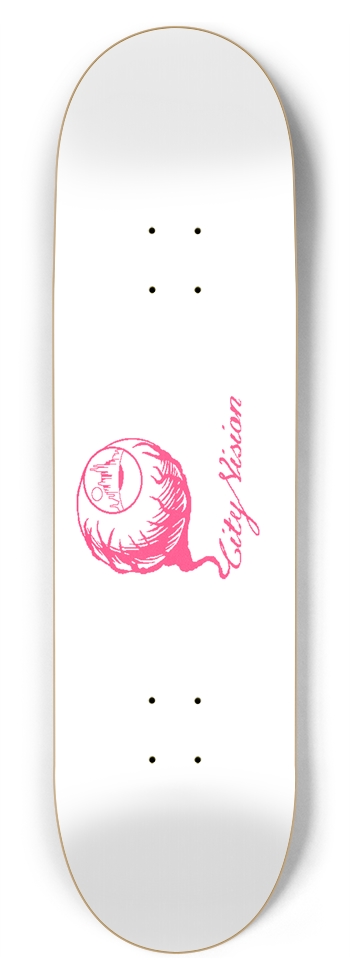 White and Hot Pink Logo 8.75 8-3/4 Inch Skateboard