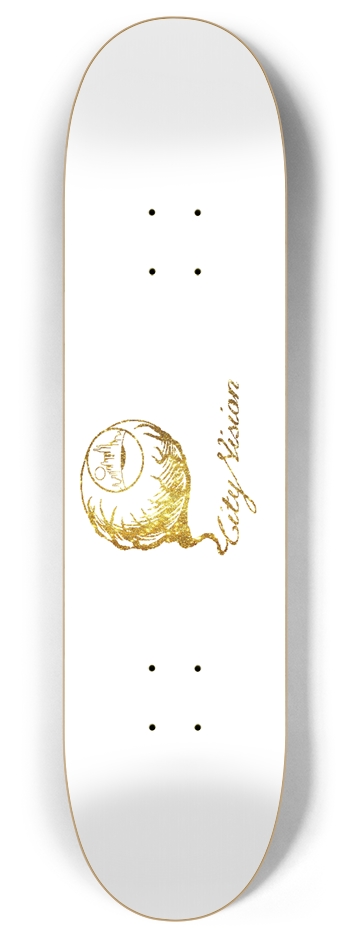 White and Gold Glitter Logo 8.00 8 Inch Skateboard Deck