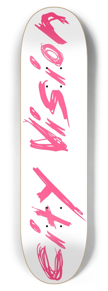 White and Hot Pink Name 7.87 7-7/8 Skateboard Deck