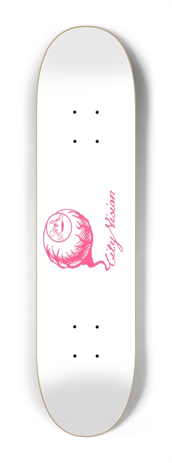 White and Hot Pink Logo Mini 7.25 7-1/4 Mini/Kid Skateboard