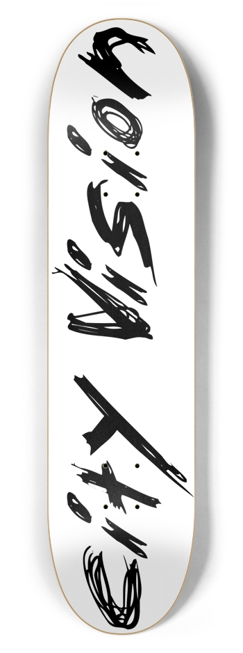 White and Black Name 7.62 7-5/8 Skateboard Deck