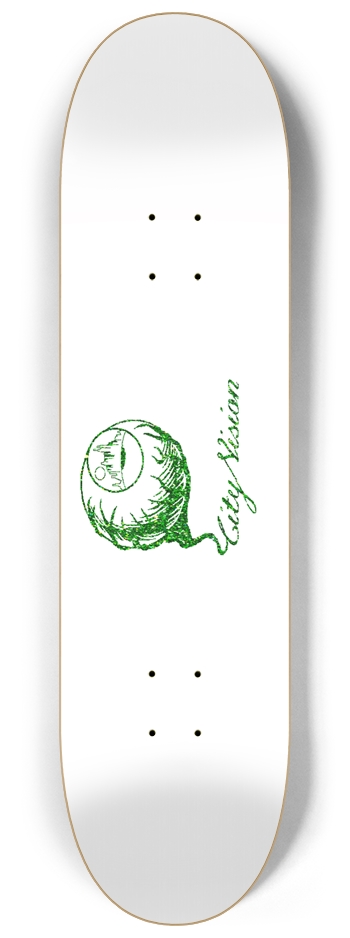 White and Green Glitter Logo 8.25 8-1/4 Skateboard Deck