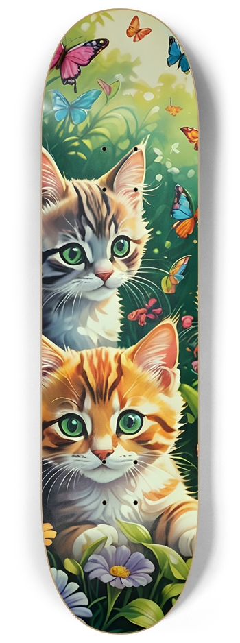 Colorful Airbrush Kittens, Flowers, Butterflies 0001 8-1/4 Skateboard Deck