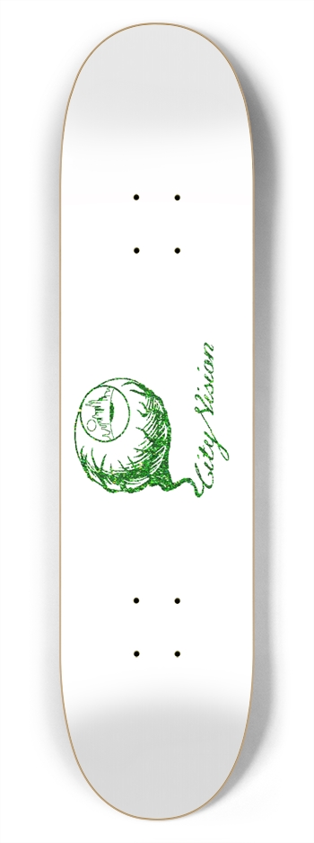 White and Green Glitter Logo 7.75 7-3/4 Skateboard Deck