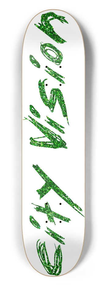White and Green Glitter Name 7.50 7-1/2 Skateboard Deck