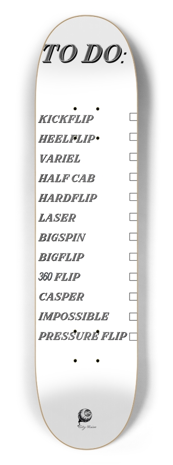 To Do List White 7.50 7-1/2 Skateboard Deck