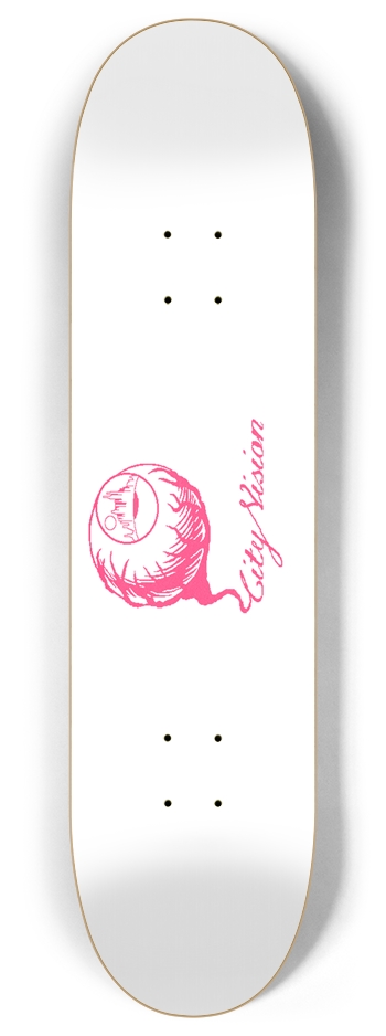 White and Hot Pink Logo 8.00 8 Inch Skateboard Deck