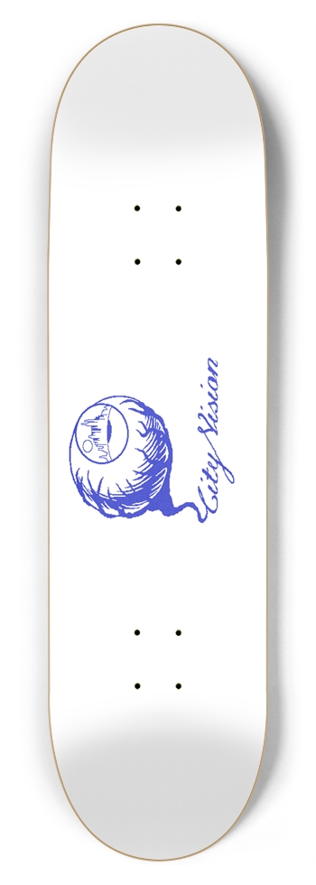 White and Blue Gliter Logo 8.75 8-3/4 Inch Skateboard