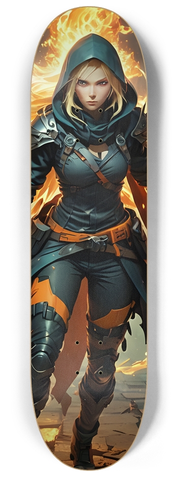 Fiery Hooded Blond Assassin 0003 8-1/4 Skateboard Deck