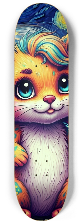 Airbrush Kitty Against Night Sky 0001 8-1/4 Skateboard Deck