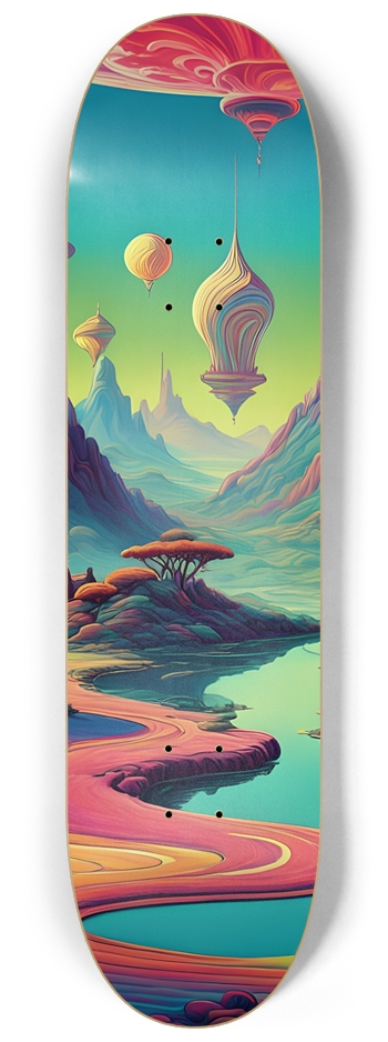 Psychedelic Airbrush Alien Landscape 0001 8-1/4 Skateboard Deck