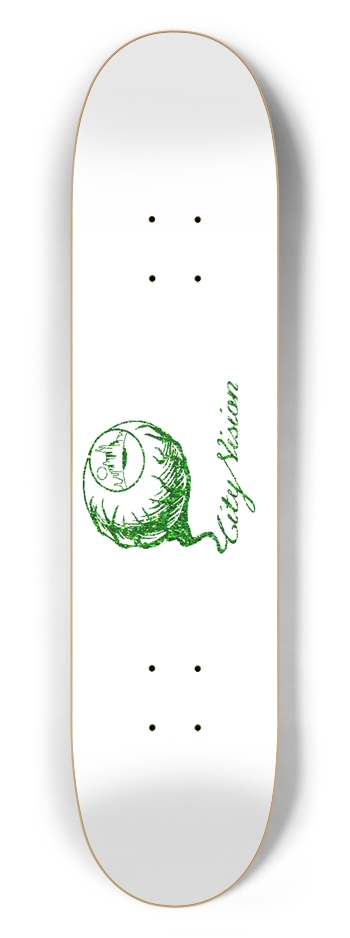White and Green Glitter Logo 7.50 7-1/2 Skateboard Deck