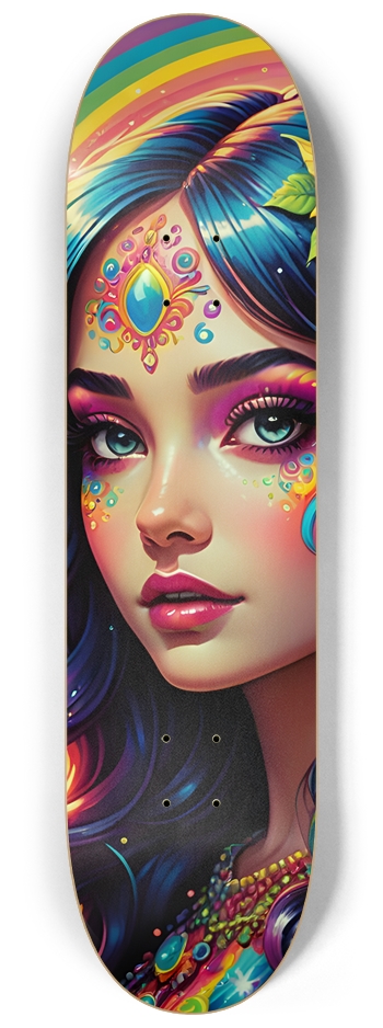 Airbrush Girl with Rainbows 0001 8-1/4 Skateboard Deck