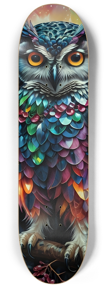 Psychedelic Bejeweled Owl 0002 8-1/4 Skateboard Deck